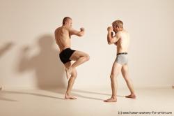 Underwear Martial art Man - Man White Moving poses Slim Short Blond Dynamic poses Academic